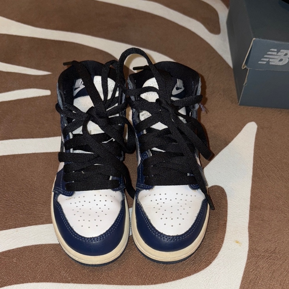 Nike Kids White and Navy Blue High-Top Sneakers